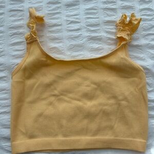 Yellow Ribbed Crop Top